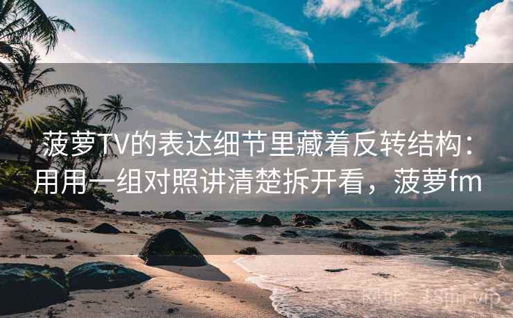 菠萝TV的表达细节里藏着反转结构：用用一组对照讲清楚拆开看，菠萝fm
